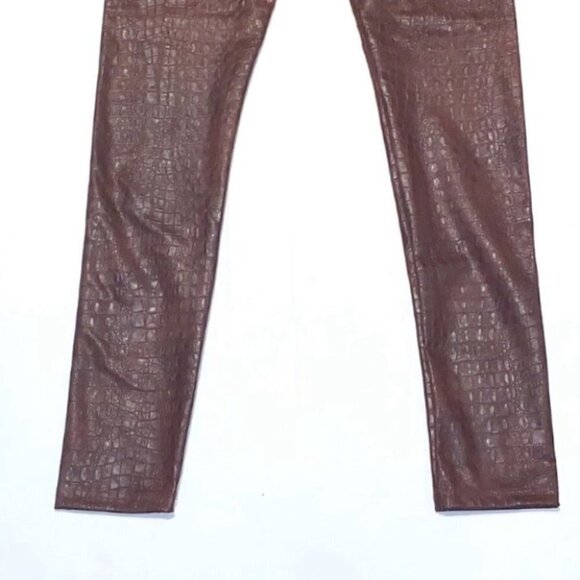 7 for all mankind brown high waist croco faux leather skinny leggings pants XS - Picture 7 of 11
